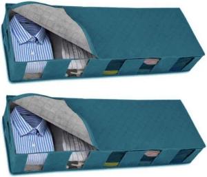QUBEBU Aufbewahrungstasche Unterbett Aufbewahrungsbox mit Deckel, Faltbare Kleidung Storage Boxes (Verstauen und Aufbewahren von Bettwäsche und Kleidung, 2-tlg., Unterbett Aufbewahrung für Kleider Unterbett Kleiderschrank)