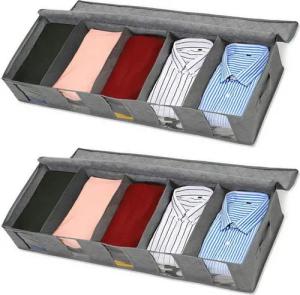 QUBEBU Aufbewahrungstasche Unterbett Aufbewahrungsbox mit Deckel, Faltbare Kleidung Storage Boxes (Verstauen und Aufbewahren von Bettwäsche und Kleidung, 2-tlg., Unterbett Aufbewahrung für Kleider Unterbett Kleiderschrank)