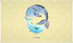 Mr. & Mrs. Panda Handtuch Walfisch Thunfisch - Gelb Pastell - Geschenk, Wortwitz lustig, Reiseh, (1-St), Liebevolles Design