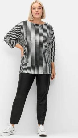 Sheego Leggings aus leicht glänzendem Lederimitat, schwarz, Gr.48