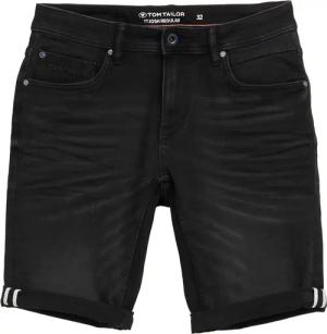 TOM TAILOR Herren TTJOSH REGULAR SLIM Jeans Shorts mit Superstretch, schwarz, Uni, Gr. 30