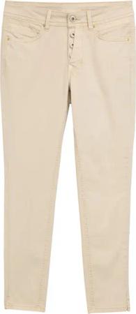TOM TAILOR Damen TTALEXA SKINNY Jeans mit Knopfleiste, beige, Uni, Gr. 29/28