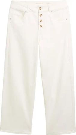 TOM TAILOR Damen Culotte Jeans mit Knopfleiste, weiß, Uni, Gr. 31/28