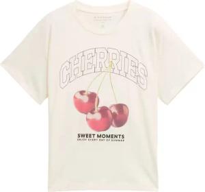 TOM TAILOR Mädchen Oversize T-Shirt mit Print, weiß, Uni, Gr. 152