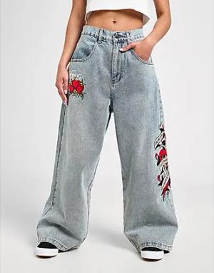 Ed Hardy Dagger Wide Jeans - Damen, Blue