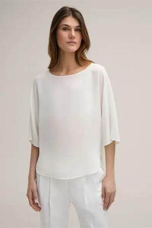 Crepe-Blusen-Shirt, oversized, in Ecru