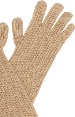 Moschino Handschuhe - Two-Tone Ribbed Long Gloves - Gr. ONE SIZE - in Beige - für Damen