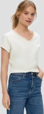 s.Oliver Shirttop Baumwoll-T-Shirt mit Spitzendetails Spitze