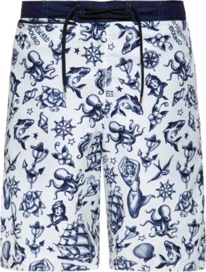 King Kerosin - Rockabilly Badeshort - Swimming Trunks - S - für Männer - Größe S - altweiß