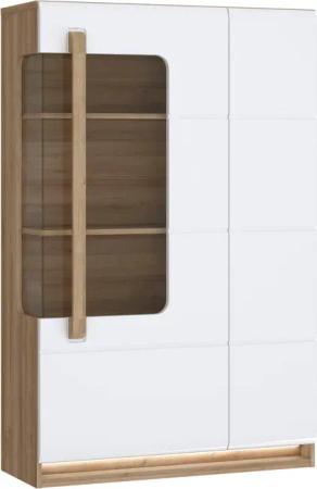 FORTE Highboard "Attention", (Hochschrank, Hochkommode), Highboard, Beleuchtung, Soft Close, Glastüre, Stauraum, Höhe 139,6cm