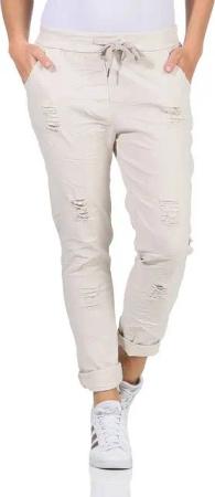 Aurela Damenmode Chinohose Sommerliche Damenhose mit Kordelzug Chino Hose im Used Look (1-tlg) elastischer Gummibund mit Kordelzug