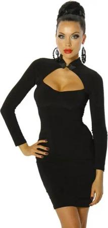 Atixo Jerseykleid Minikleid mit Schnürung Abendkleid Cocktail Party-Kleid in schwarz