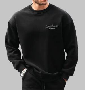 RMK Rundhalspullover Herren Pullover Langarmshirt Sweatshirt Pulli Loose Fit Oversize Los Angeles LA
