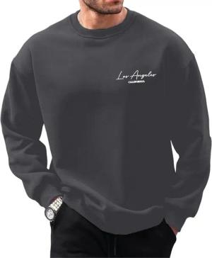 RMK Rundhalspullover Herren Pullover Langarmshirt Sweatshirt Pulli Loose Fit Oversize Los Angeles LA