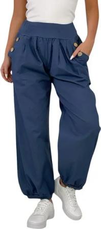 Mississhop Haremshose Damen Baumwolle Aladinhose Unifarbe Hose Sommerhose M.297