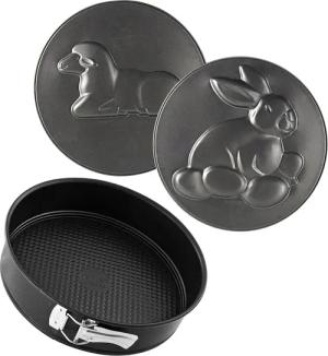 Zenker Springform "Motiv-Böden Set - Hase & Lamm", (Set), Springform mit Flachboden & 2 Motiv-Böden, 26 x 26 x 6,5 cm