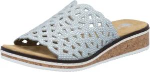 Rieker Pantolette, Sommerschuh, Schlappen, Hausschuh, Keilabsatz mit Perfortion