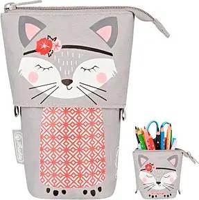 herlitz Stiftehalter Kitty grau Kunststoff 14,0 x 7,5 x 18,5 cm