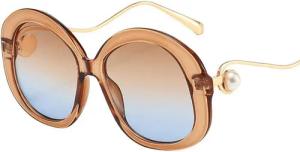 YRIIOMO Sonnenbrille Stilvolle Sonnenbrille mit großem Rahmen und Perlendetails, aus (Metalllegierung gefertigt, ideal für vielseitige Outdoor Aktivitäten, und modische Looks)