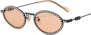 YRIIOMO Sonnenbrille Elegante Sonnenbrille mit funkelndem Strass Design und ovalem Rahmen, (ideal für modische Outfits, Sonnenschutz und vielseitige, Einsatzmöglichkeiten)