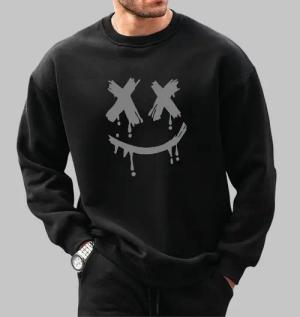 RMK Rundhalspullover Herren Pullover Sweatshirt Hoodie Pulli Smile Smiley Oversize mit lizenziertem Print