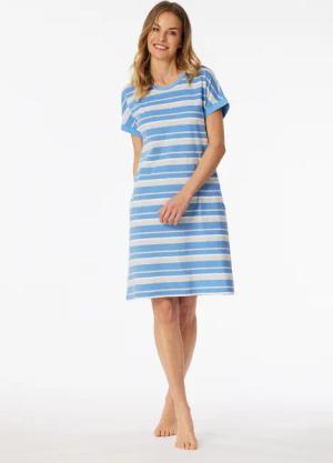 Sleepshirt kurzarm Streifen helllblau - Casual Essentials 36