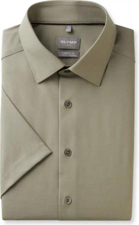 OLYMP Luxor 24/Seven, atmungsaktives Stretch Hemd, comfort fit, Grün, Kurzarm, Kent, 46