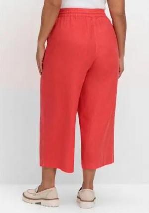 Weite 7/8-Hose mit Schlupfbund, im Leinenmix, hummer, Gr.44