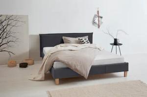 OTTO products Polsterbett "Heddi", in 5 Breiten: von 90cm-200cm, Biese am Kopfteil, Strukturstoff