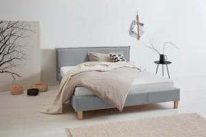 OTTO products Polsterbett "Heddi", in 5 Breiten: von 90cm-200cm, Biese am Kopfteil, Strukturstoff