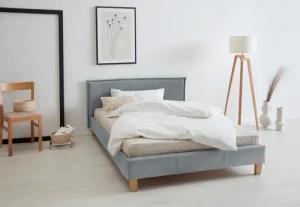 OTTO products Polsterbett "Heddi", in 5 Breiten: von 90cm-200cm, Biese am Kopfteil, Strukturstoff