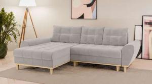 Home affaire Ecksofa "Ahrdorf mit Bettfunktion und Bettkasten, Maße: B/H/T 268/86/175 cm", L-Form mit 3 Rückenkissen und moderne gerundete Armlehnen