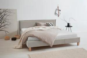 OTTO products Polsterbett "Heddi", in 5 Breiten: von 90cm-200cm, Biese am Kopfteil, Strukturstoff