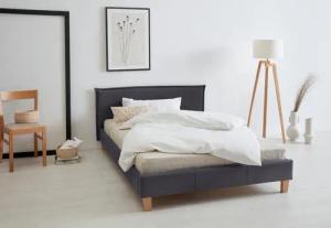 OTTO products Polsterbett "Heddi", in 5 Breiten: von 90cm-200cm, Biese am Kopfteil, Strukturstoff