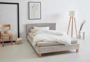 OTTO products Polsterbett "Heddi", in 5 Breiten: von 90cm-200cm, Biese am Kopfteil, Strukturstoff