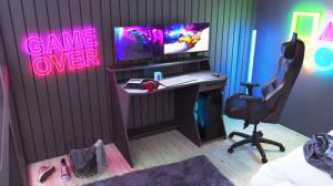Demeyere GROUP Schreibtisch "Skin", GAMER Schreibtisch mit 1 Schublade, 1 Regalaufsatz