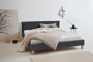 OTTO products Polsterbett "Heddi", in 5 Breiten: von 90cm-200cm, Biese am Kopfteil, Strukturstoff