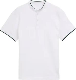 TOM TAILOR Herren Piqué Poloshirt mit Stehkragen, weiß, Uni, Gr. L