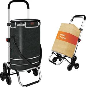 MODFU Einkaufstrolley 3 Räder Einkaufswagen Treppensteiger mit Kühlfach klappbar bis 40 kg, 56 l, Einkaufsbeutel Leichter Transportwagen für Einkauf Camping Garten