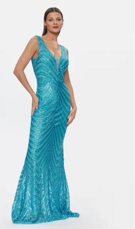 Fracomina Abendkleid FQ24SD3029W66701 Türkisfarben Slim Fit