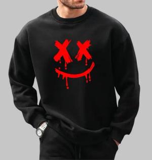 RMK Rundhalspullover Herren Pullover Sweatshirt Hoodie Pulli Smile Smiley Oversize mit lizenziertem Print
