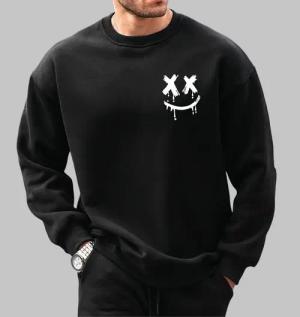 RMK Rundhalspullover Herren Pullover Sweatshirt Hoodie Pulli Smile Smiley Oversize mit lizenziertem Print