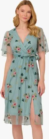 Adrianna Papell Sommerkleid Embroidered Surplice Midi Cocktail, Abend, MOB, Hochzeit, Anlass