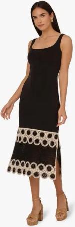 Adrianna Papell Sommerkleid Crochet Sheath Midi Dress Date-Abend, Abendessen, Party, Brunch