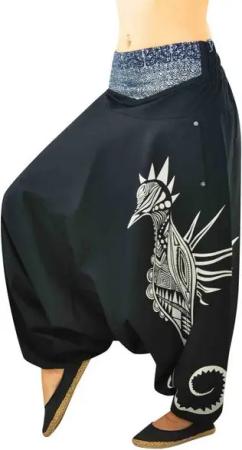 virblatt Haremshose Aladinhose Damen & Haremshose Herren, Baumwolle, Goa Hose Sommerhose Tasche mit Reißverschluss