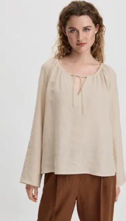 hessnatur Damen Bluse Oversize aus Leinen - beige - Größe 44