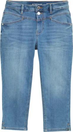 TOM TAILOR Damen TTKATE SLIM CAPRI Jeans, blau, Uni, Gr. 34