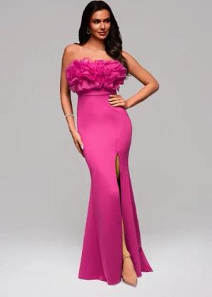 OMBRE Abendkleid Elegantes Abendkleid mit voluminösem Rüschen-Oberteil