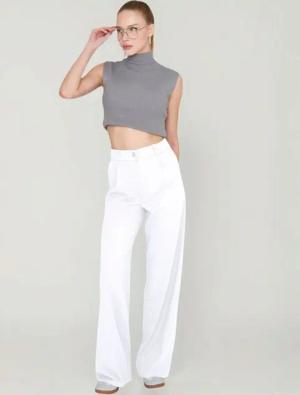 fashionshowcase Palazzohose Damen Stoffhose Marlenehose mit elastischem, hohem Bund