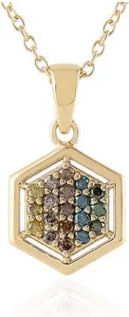 Cavill Silberkette Multicolor I2 Diamant Mosaik Vergoldetes Silber Collier (1-tlg)